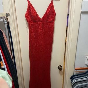 Red Sequin Long Dress Never Worn